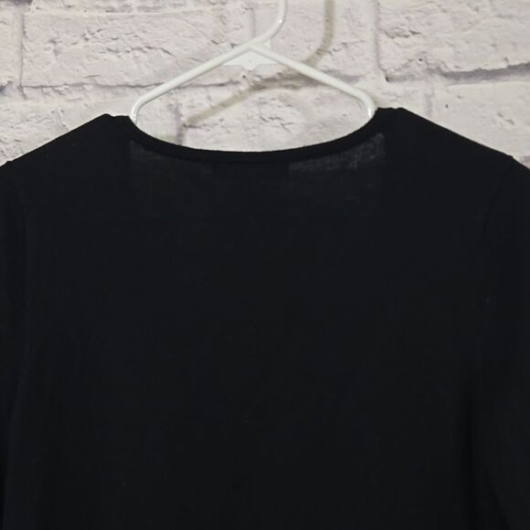 Womens Black Sweater Starry Night Embellished Script Snowflake Asymmetric Tunic - Picture 8 of 9